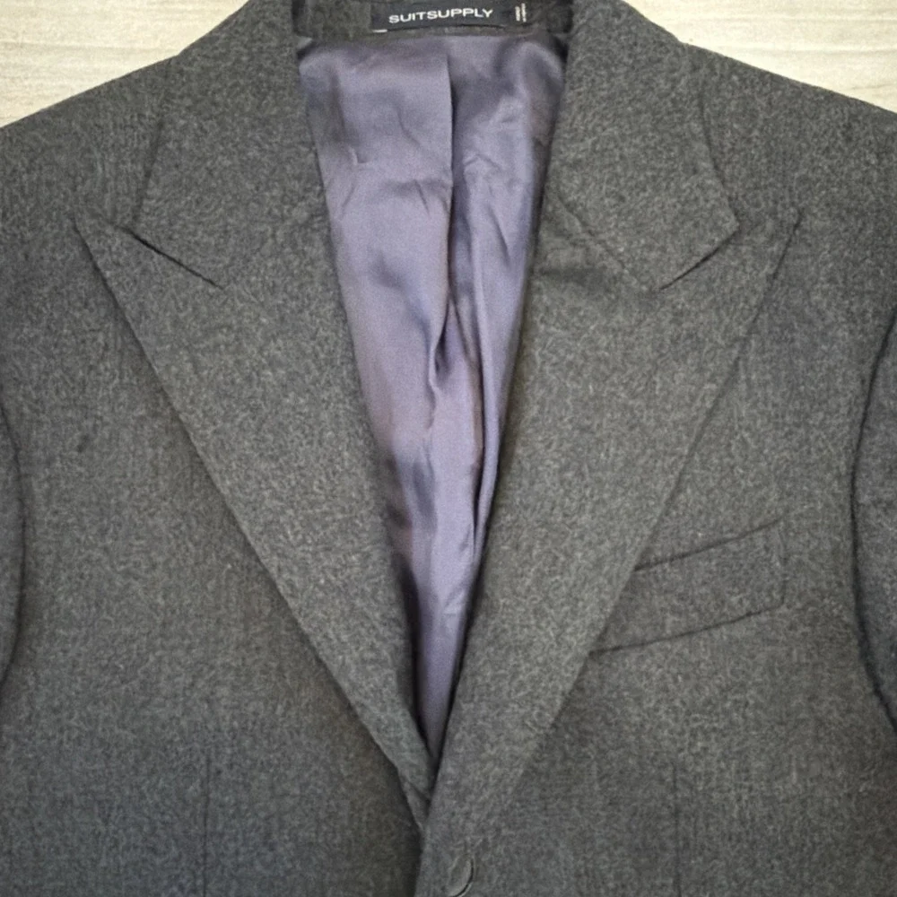 Suit Supply Washington Slim Fit  Jacket Charcoal Grey 100% Wool Super 120 34R